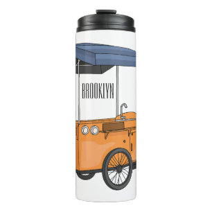 Bike food cart cartoon illustration thermal tumbler