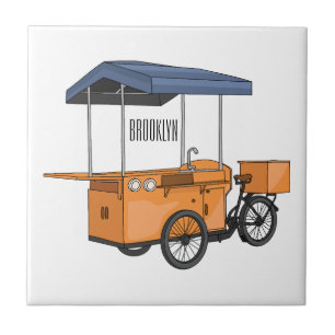 Bike food cart cartoon illustration tile
