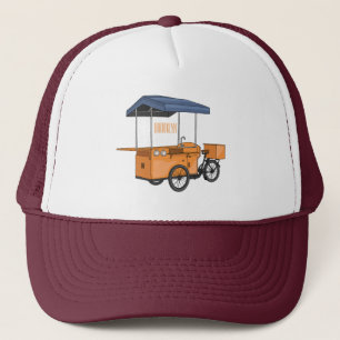 Bike food cart cartoon illustration trucker hat