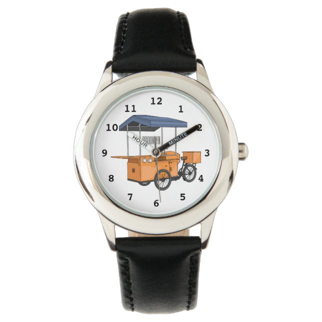 Bike food cart cartoon illustration  watch (Front)
