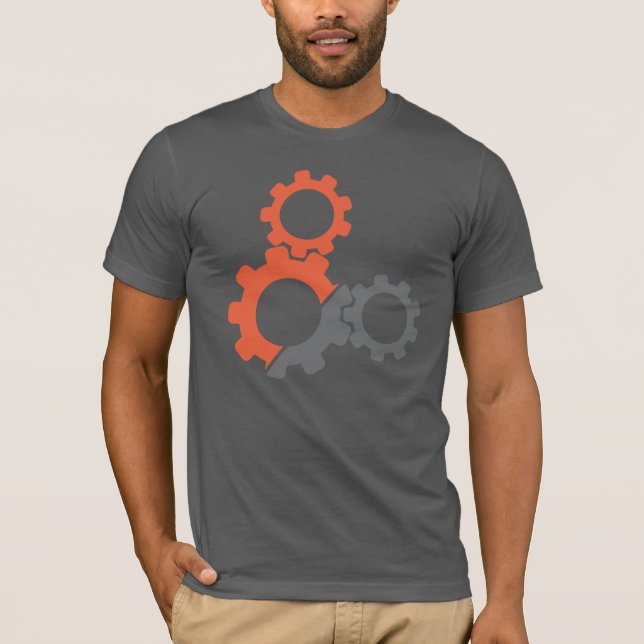 Bike Gears, Orange & Grey Design. T-Shirt (Front)