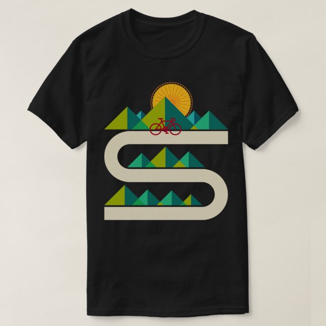 Bike Geometric Landscape T-Shirt (Design Front)