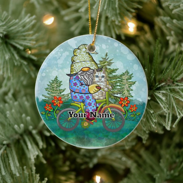 Bike gnome ceramic tree decoration (Tree)