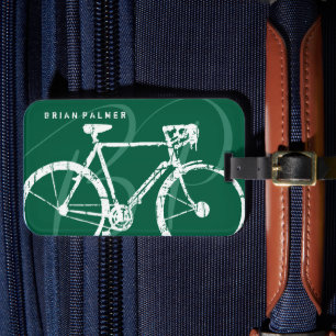 Bike / Green Cyclist Luggage Tag