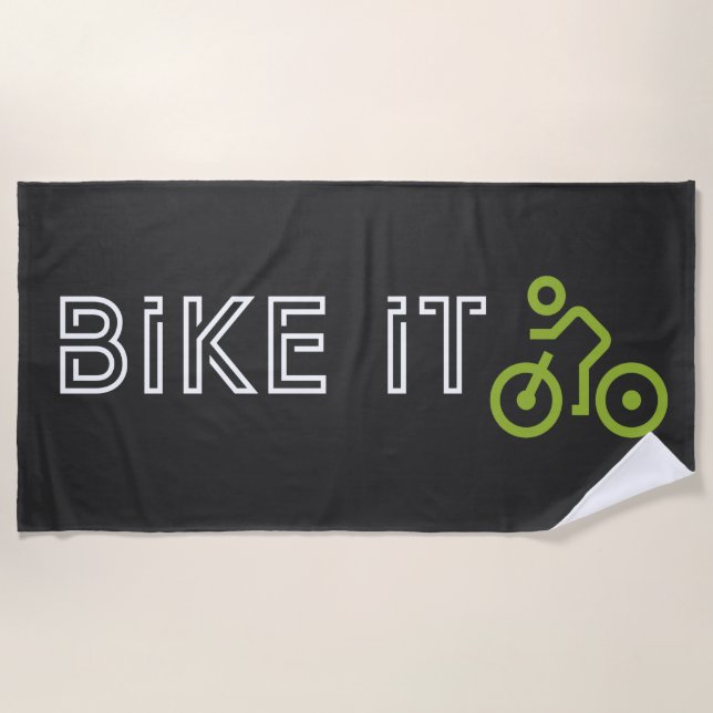 BIKE IT - Green Biking Symbol Beach Towel (Front)