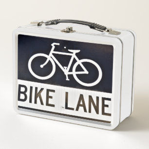 Bike Lane Sign Metal Lunch Box