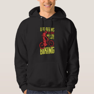 Bike Lock Life Begins When You Starts Biking Bicyc Hoodie