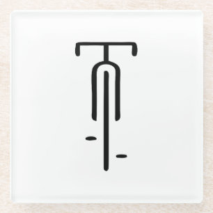 Bike logo minimal Retro, Cycling and Bicycle Lover Glass Coaster