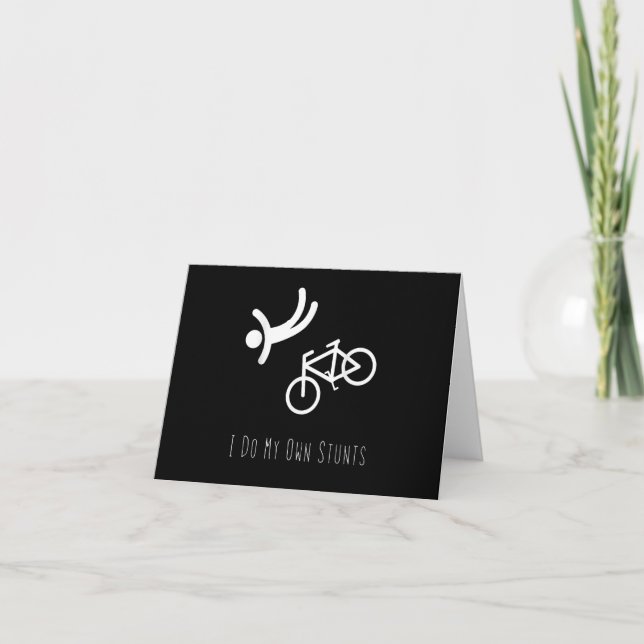 bike lover  - i do my own stunts bmx cycling gift thank you card (Front)