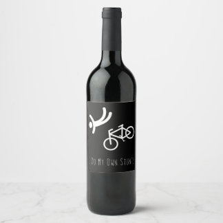 bike lover - i do my own stunts bmx cycling gift wine label