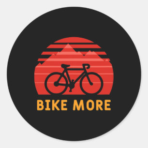 Bike More Biking And Cycling Fan Tee Red Retro Mou Classic Round Sticker