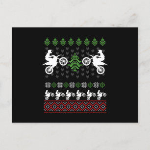 Bike Motocross Ugly Christmas Xmas Motorcycle Gift Postcard