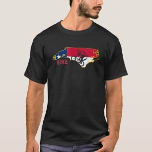 Bike North Carolina Bear Cyclist NC Map Flag Cycli T-Shirt