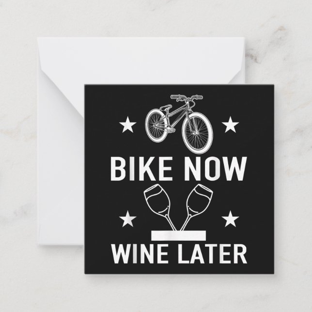 Bike Now Wine Later Funny Cycling Gift Card (Front)