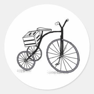 Bike on 3 wheels classic round sticker