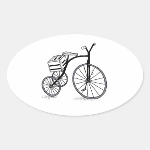 Bike on 3 wheels oval sticker