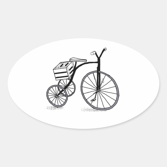 Bike on 3 wheels oval sticker (Front)