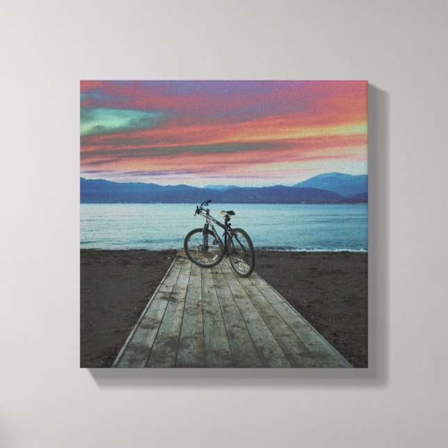 Bike On Pier | Greece Canvas Print (Front)