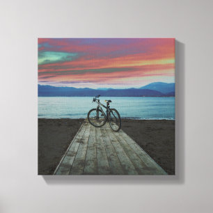 Bike On Pier   Greece Canvas Print
