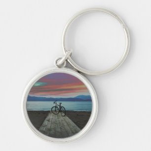 Bike On Pier Greece Key Ring