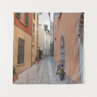 BIKE PARKED BESIDE WALL ON ALLEY