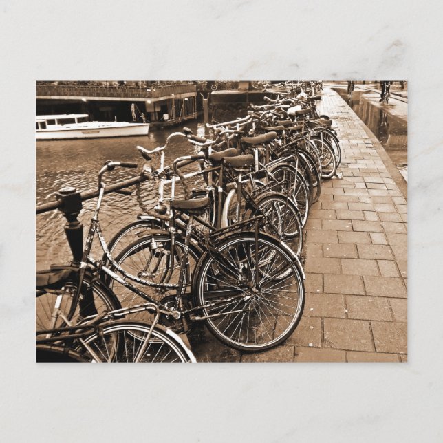 Bike Parking -- Amsterdam in November SEPIA Postcard (Front)
