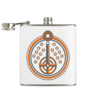 Bike Parts Collage Hip Flask