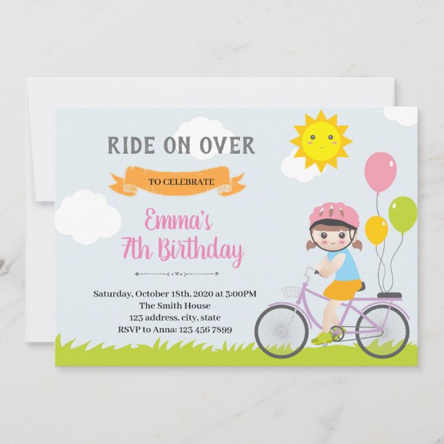 Bike Party Girl Invitation (Front)