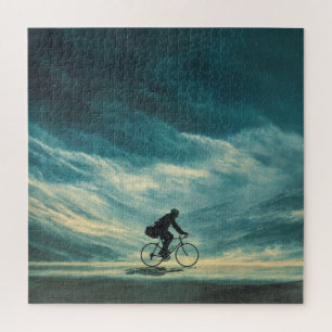 Bike Puzzle – Cyclist in Dramatic Landscape