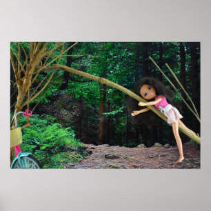 Bike ride into the forest poster