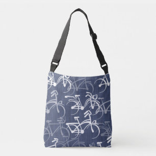 Bike Ride Pattern Medium Blue Crossbody Bag