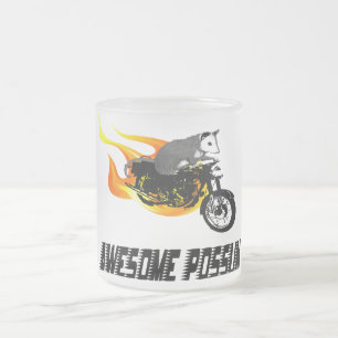 Bike Rider Awesome Possum Frosted Glass Coffee Mug
