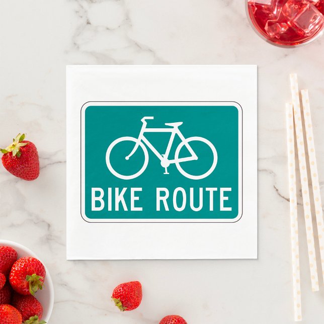 Bike Route Sign Cycling Path Bicycle Trail  Napkin (Creator Uploaded)