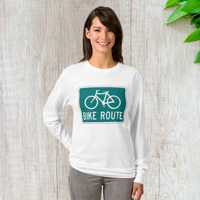 Bike Route Sign Cycling Path Bicycle Trail  T-Shirt (Creator Uploaded)
