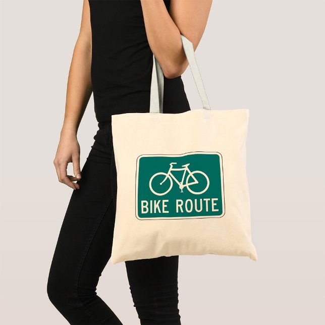 Bike Route Sign Cycling Path Bicycle Trail  Tote Bag (Creator Uploaded)