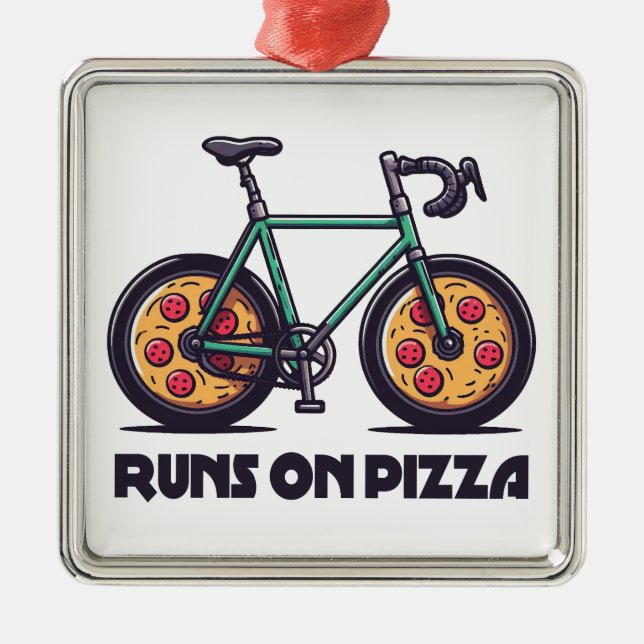 Bike Runs On Pizza Metal Tree Decoration (Front)