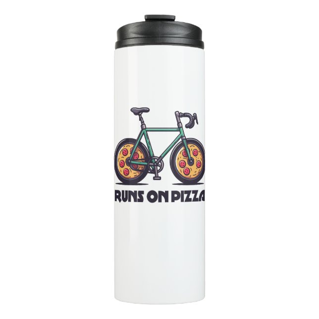 Bike Runs On Pizza Thermal Tumbler (Front)