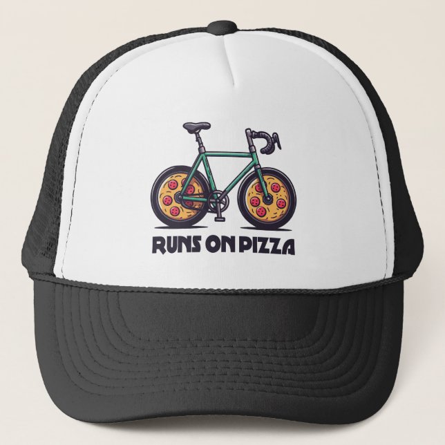 Bike Runs On Pizza Trucker Hat (Front)