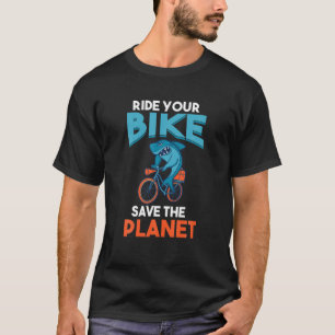 Bike Save The Planet Bicyclist Hilarious Shark Bik T-Shirt