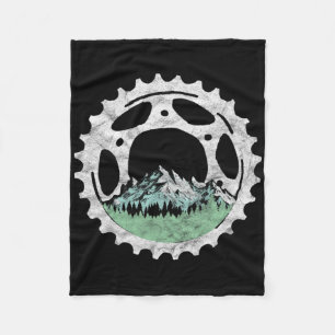 Bike Sprocket And Trees Mountain Biking Vintage Na Fleece Blanket