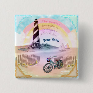 Bike Stormy Lighthouse 15 Cm Square Badge