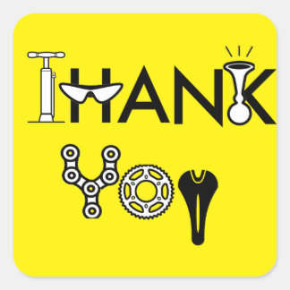 Bike Themed Thank You Square Sticker