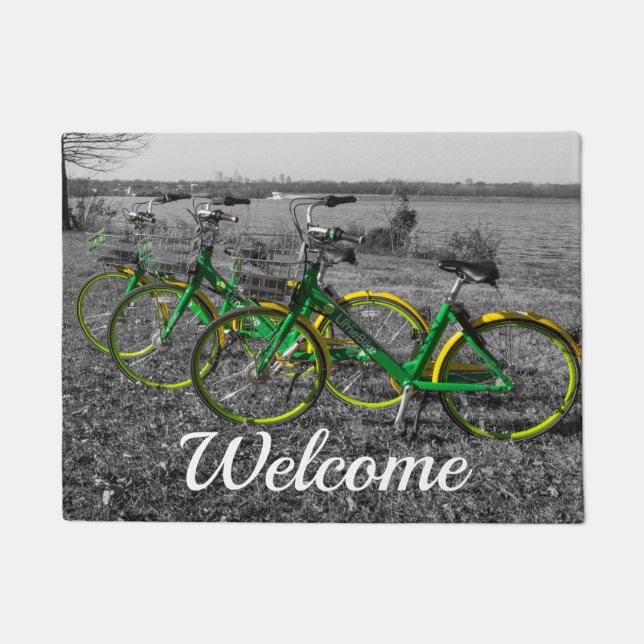 Bike Triplets Select Colour Welcome Doormat (Front)