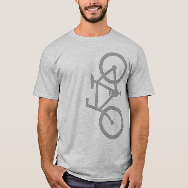 Bike, Vertical Silhouette, Grey Design T-Shirt (Front)