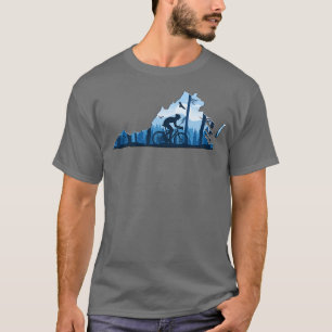 Bike Virginia State MapMountain Biking Blue Ridge T-Shirt
