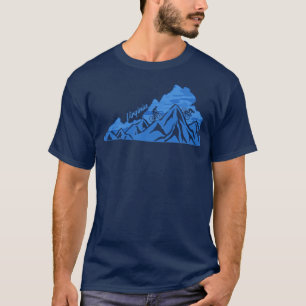 Bike Virginia State Outline Blues Mountain Biking T-Shirt