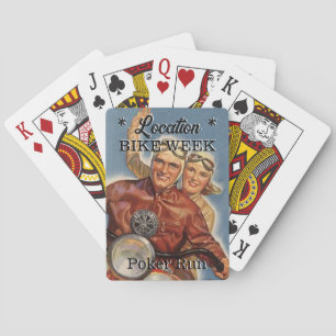 Bike Week Poker Run Vintage Look Couple Event Name Playing Cards