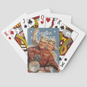 Bike Week Poker Run Vintage Look Couple Town Name Playing Cards