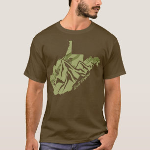 Bike West Virginia State Outline Olive Mountain Bi T-Shirt