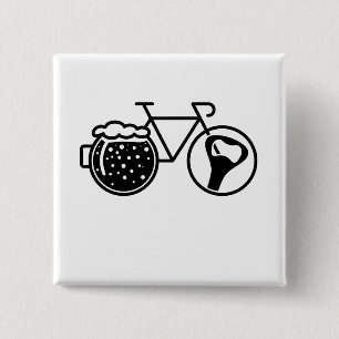 Bike with beer glass. Bottle opener icon 15 Cm Square Badge